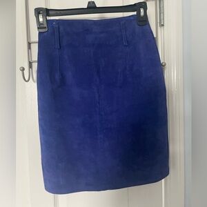 Express, royal blue, genuine leather skirt.